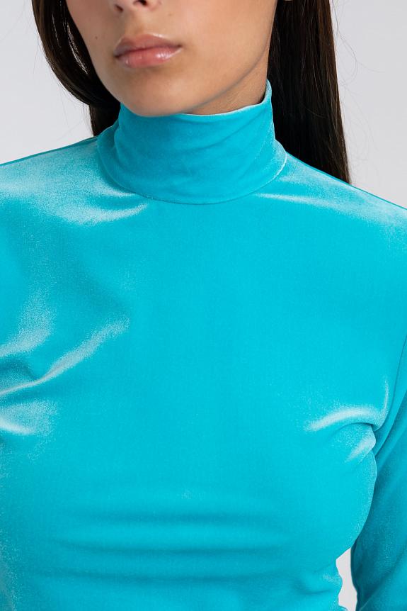 Victoria Beckham Polo Neck Top Blue-3