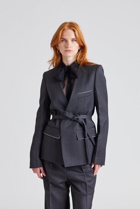 Victoria Beckham Shrunken Collarless Jacket Charcoal