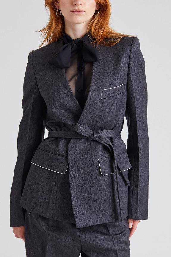 Victoria Beckham Shrunken Collarless Jacket Charcoal