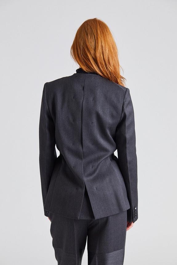 Victoria Beckham Shrunken Collarless Jacket Charcoal