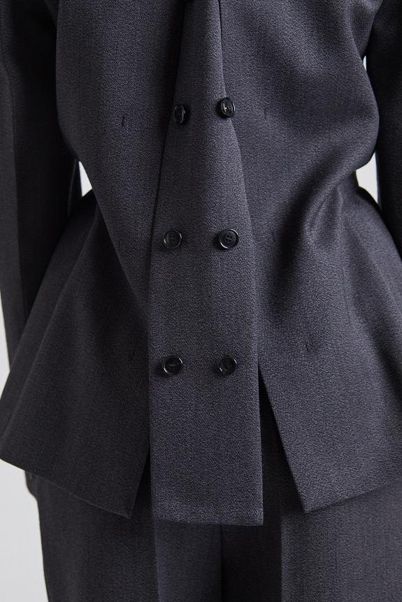 Victoria Beckham Shrunken Collarless Jacket Charcoal