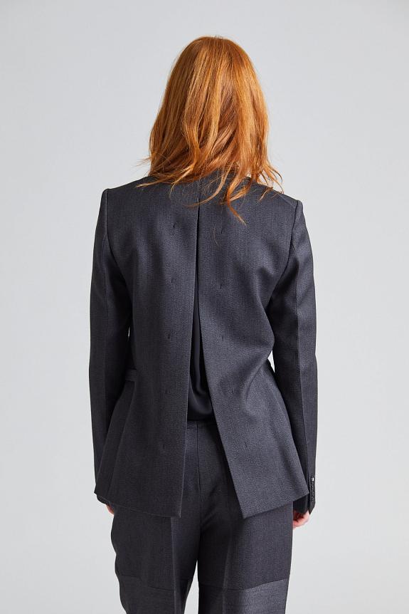 Victoria Beckham Shrunken Collarless Jacket Charcoal