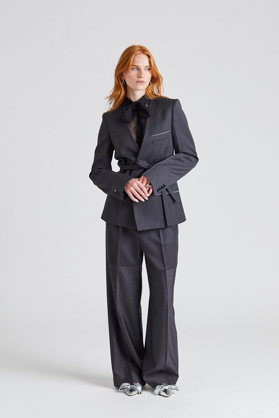 Victoria Beckham Shrunken Collarless Jacket Charcoal