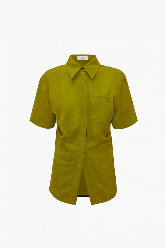 Victoria Beckham Fitted Short Sleeve Shirt Parrot Green-4
