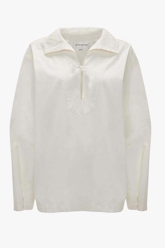 Victoria Beckham Tab Detail Denim Top Washed White
