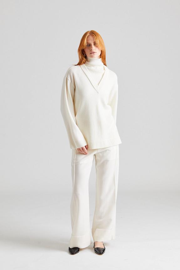 Julie Josephine Cosmos Wide Leg Trousers Ivory