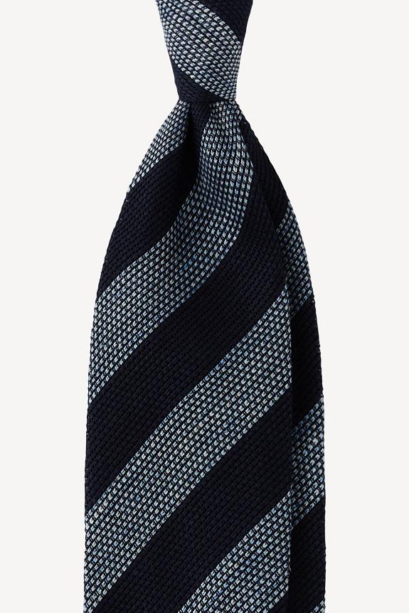 Viola Milano Melange Stripe 3-fold Grenadine Tie Navy/Sea