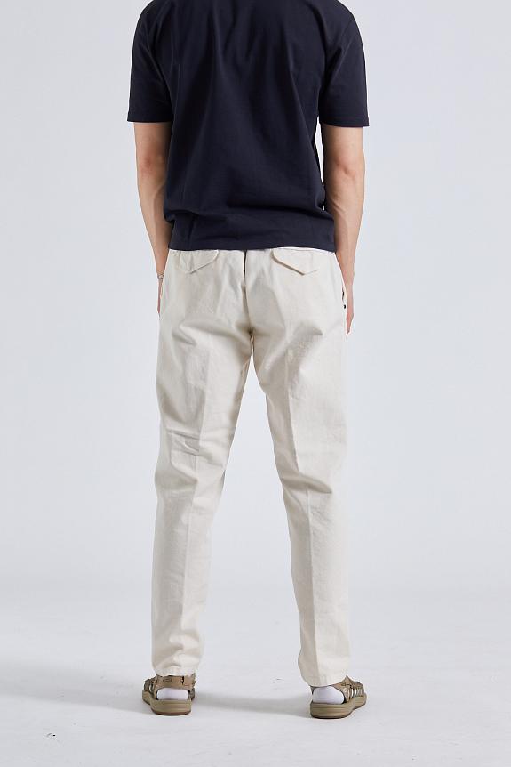 White Sand Brad Pleated Regular Fit Twill Off White-3