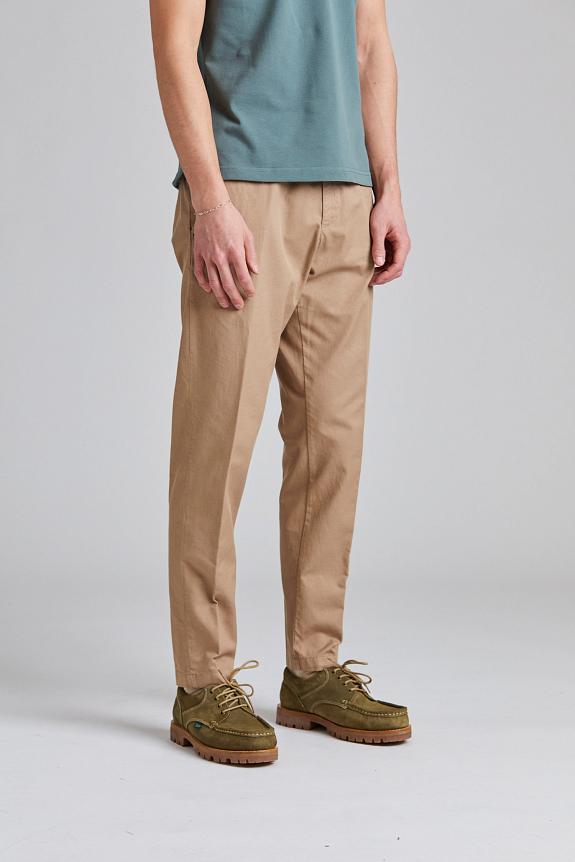 White Sand Greg Cotton Linen Trouser Brown