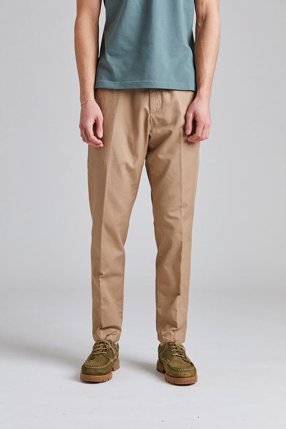 White Sand Greg Cotton Linen Trouser Brown