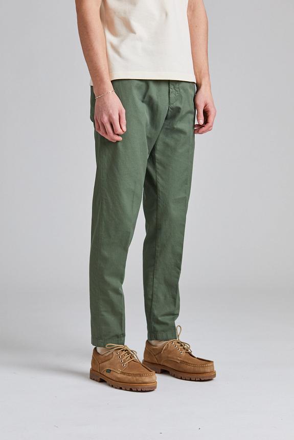 White Sand Greg Cotton Linen Trouser Green-1