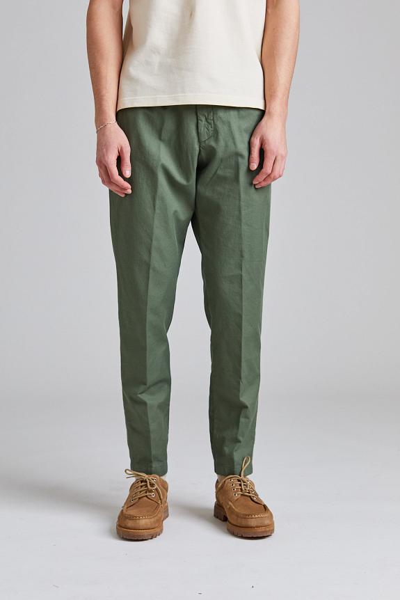 White Sand Greg Cotton Linen Trouser Green