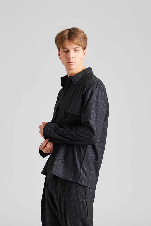 Wood Wood Fabian Shirt Black Stripes-1