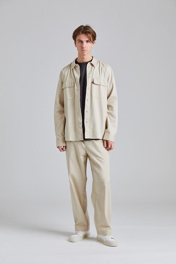 Wood Wood WWAxl Herringbone Shirt Sand Grey