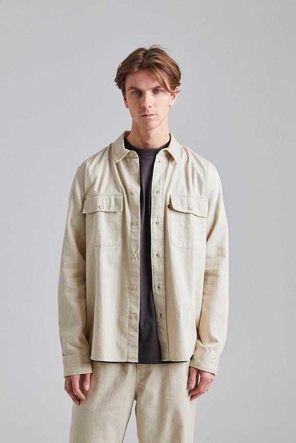 Wood Wood WWAxl Herringbone Shirt Sand Grey-1