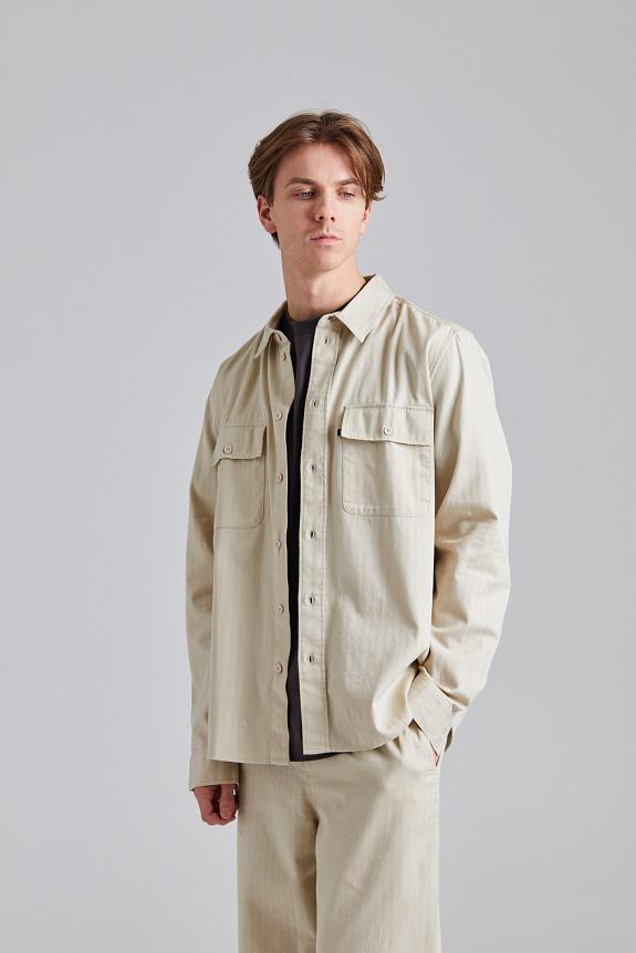 Wood Wood WWAxl Herringbone Shirt Sand Grey-2