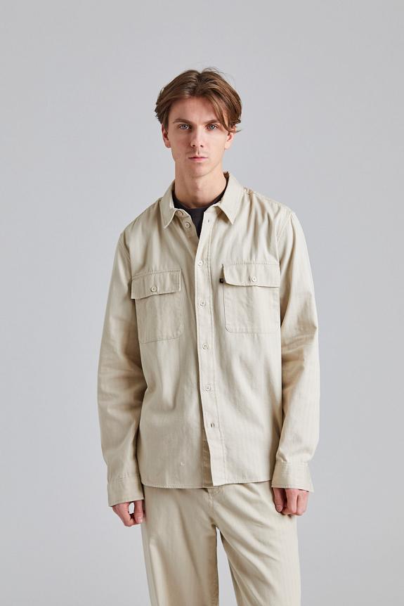 Wood Wood WWAxl Herringbone Shirt Sand Grey-4