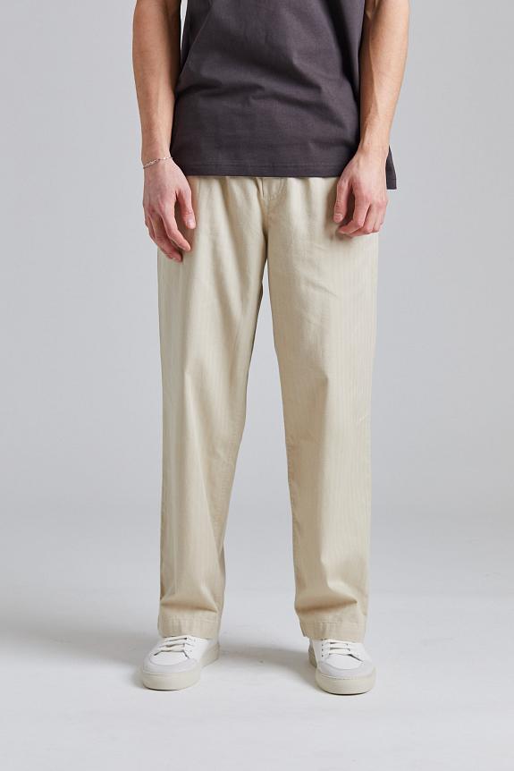 Wood Wood WWLax Herringbone Trousers Sand Grey-1