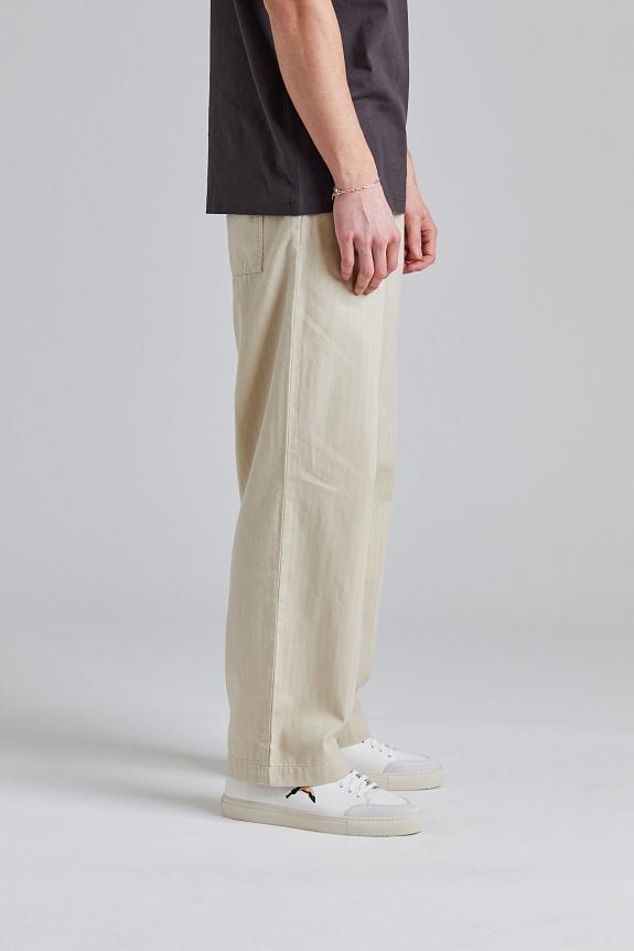 Wood Wood WWLax Herringbone Trousers Sand Grey-3