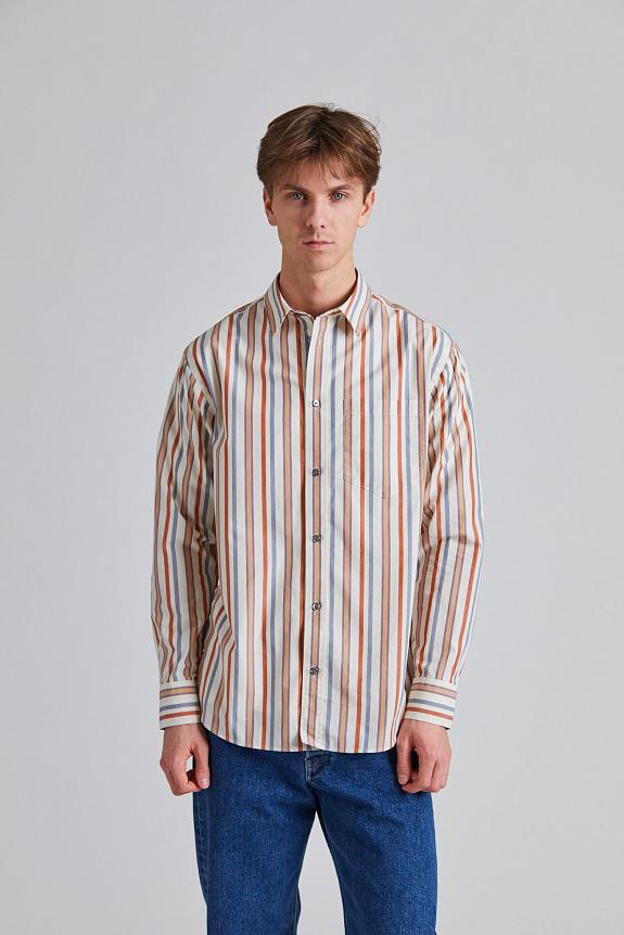 Wood Wood WWNico Shirt Stripe Silver Grey