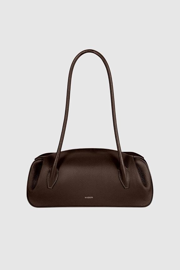 YUZEFI Oyster Shoulder Bag Pebble Grain Espresso