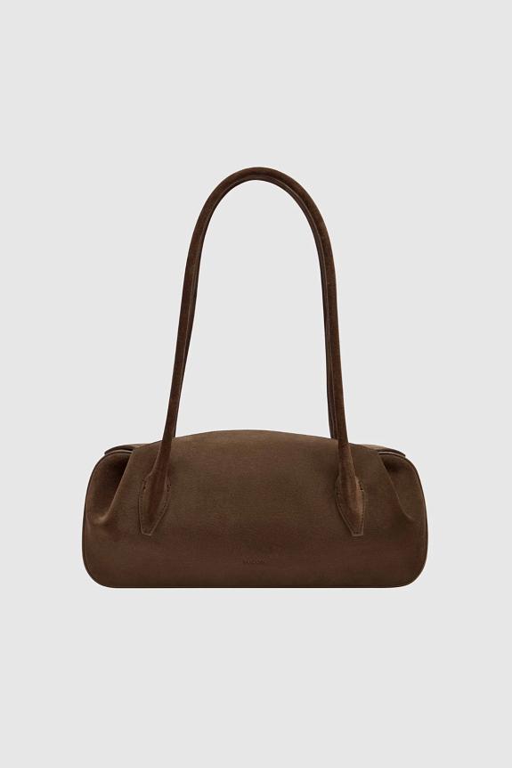YUZEFI Oyster Shoulder Bag Suede Chocolate