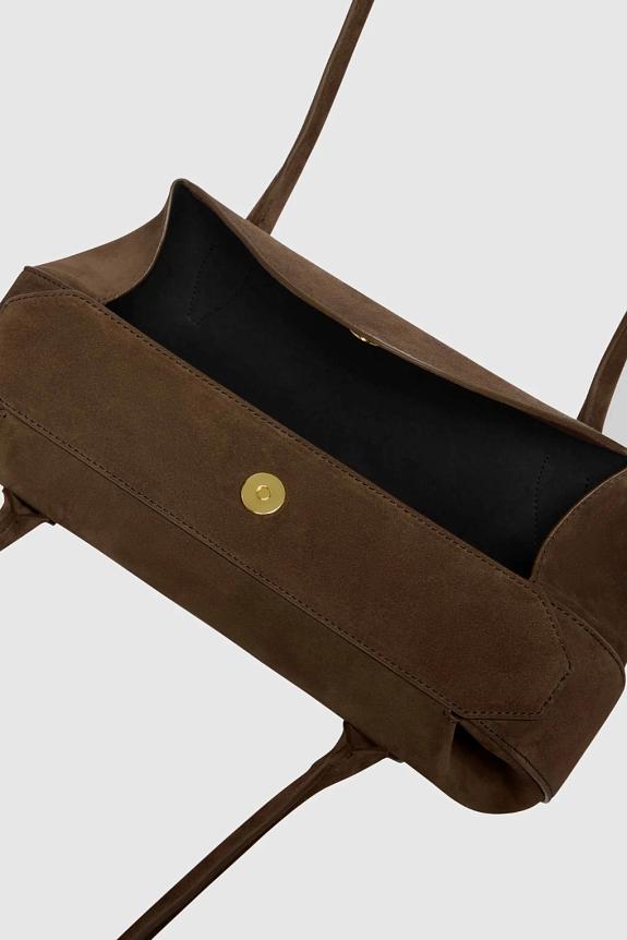 YUZEFI Oyster Shoulder Bag Suede Chocolate-2