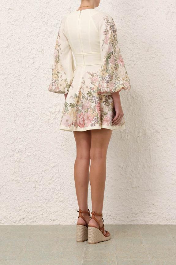 ZIMMERMANN Waverly Plunge Mini Dress Cream Floral-2