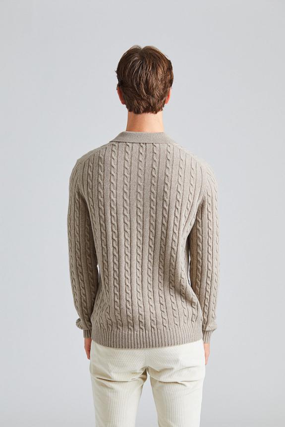 ZANONE Cable Knit Polo Sweater Beige-1