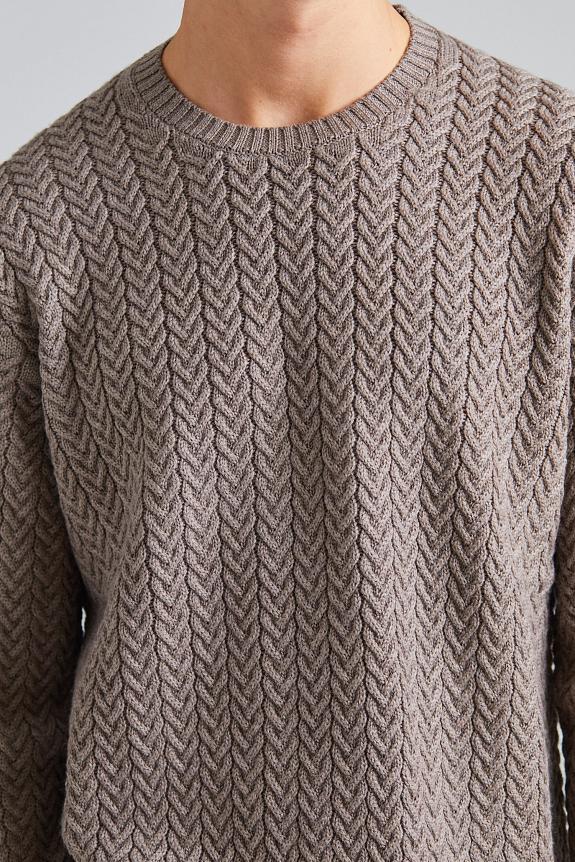 ZANONE Roundneck Herringbone Sweater Latte-4