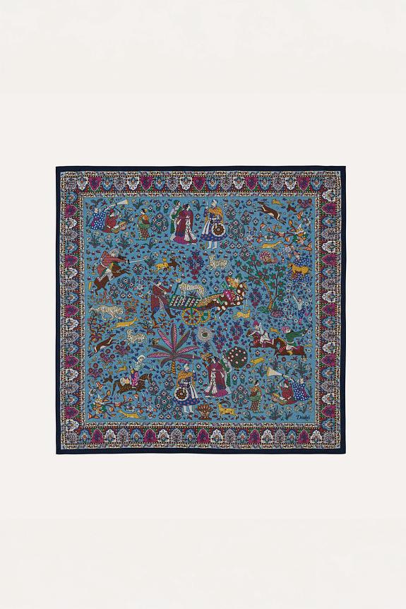Drakes Floral Moghul Bandana Navy, Blue & Magenta-1