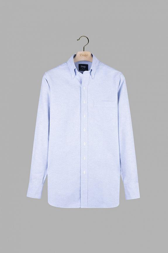 Drakes Ice Blue Button Down Oxford Shirt-4