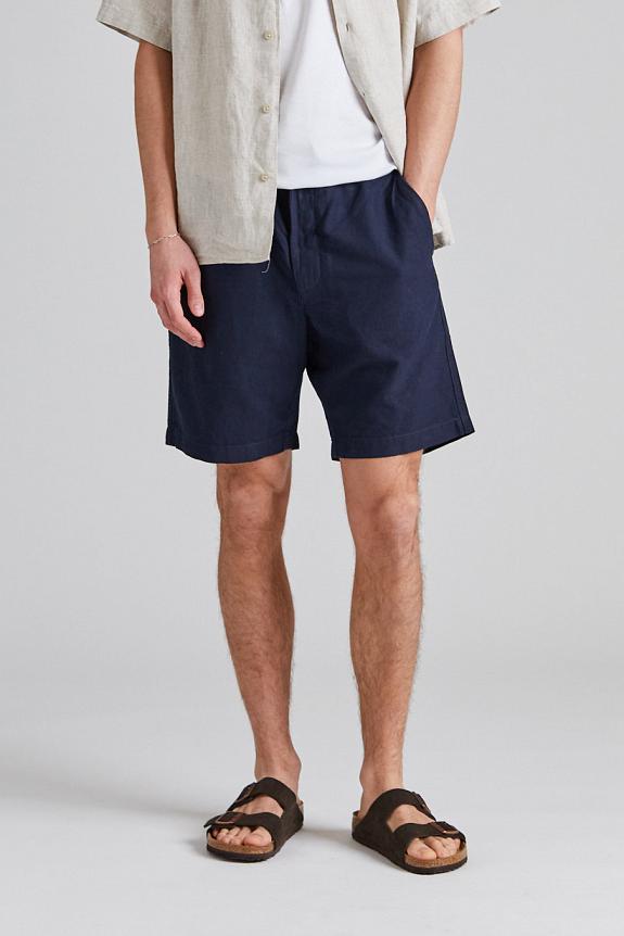 Norse Projects Ezra Relaxed Cotton Linen Short Dark Navy