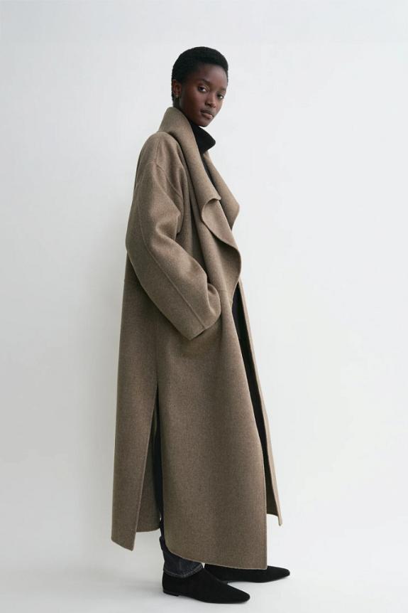 Toteme Signature Wool Cashmere Coat Oak Melange-2