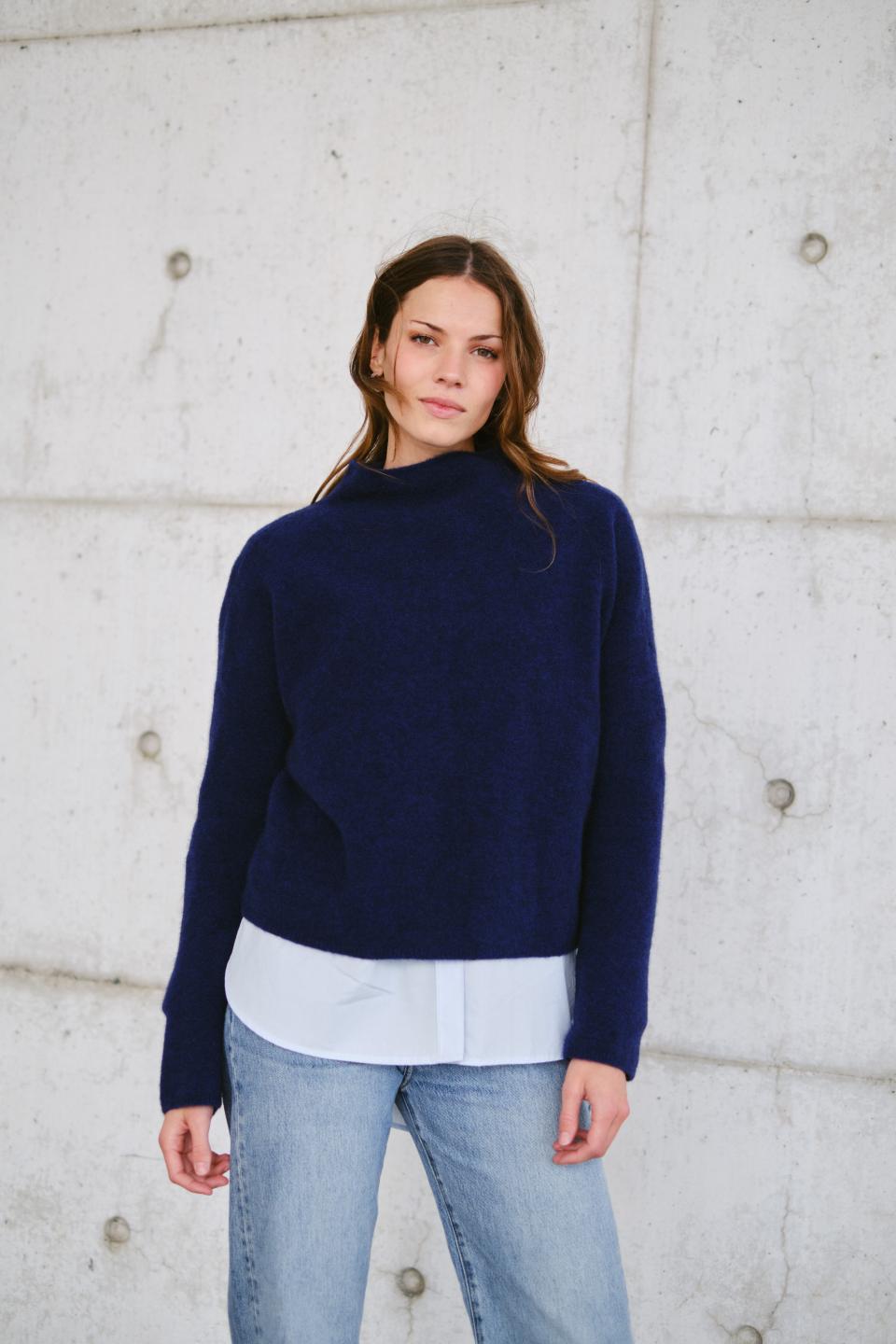 Mika Yak Funnelneck Sweater Pacific Blue