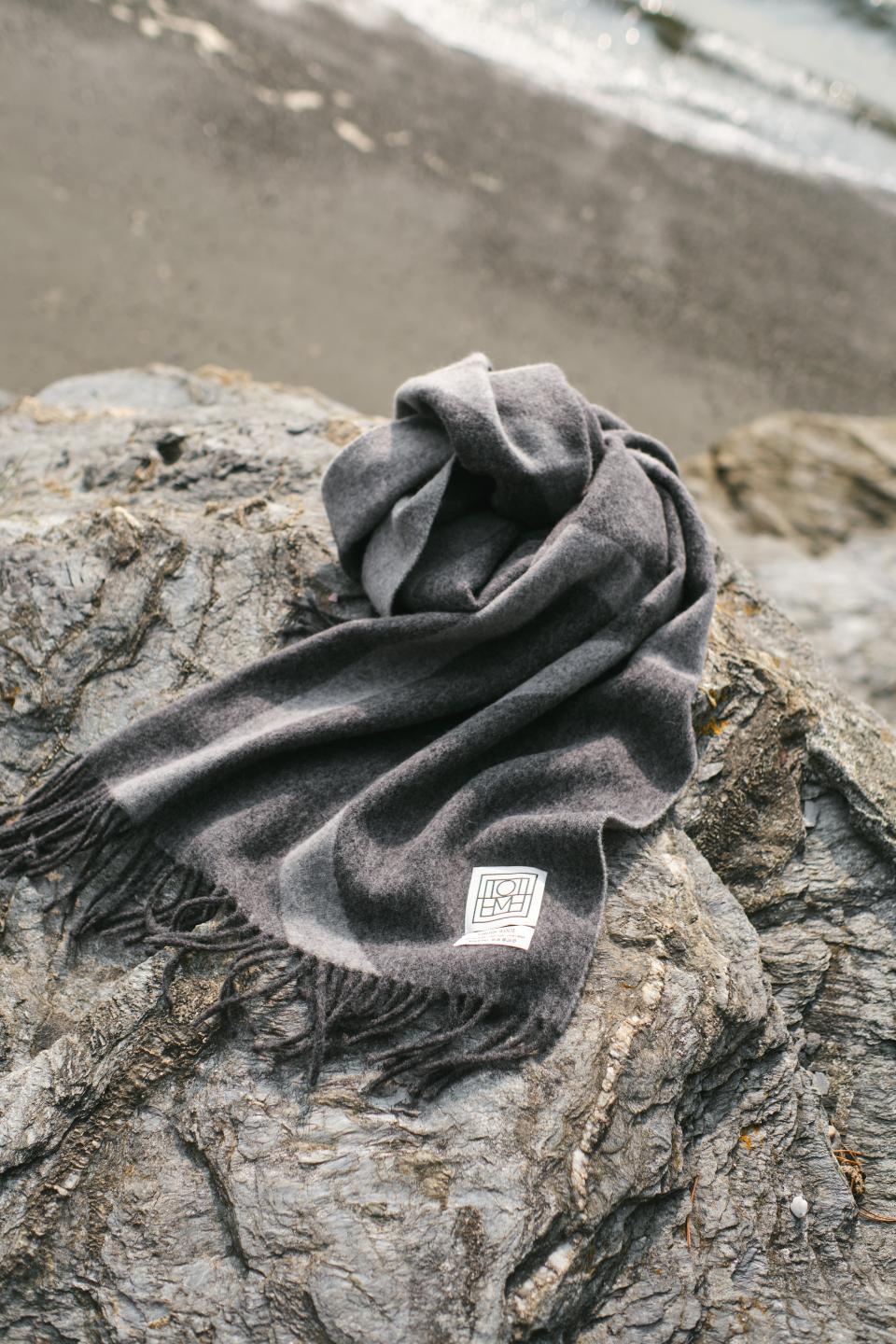 Toteme Monogram Jacquard Wool Scarf Grey