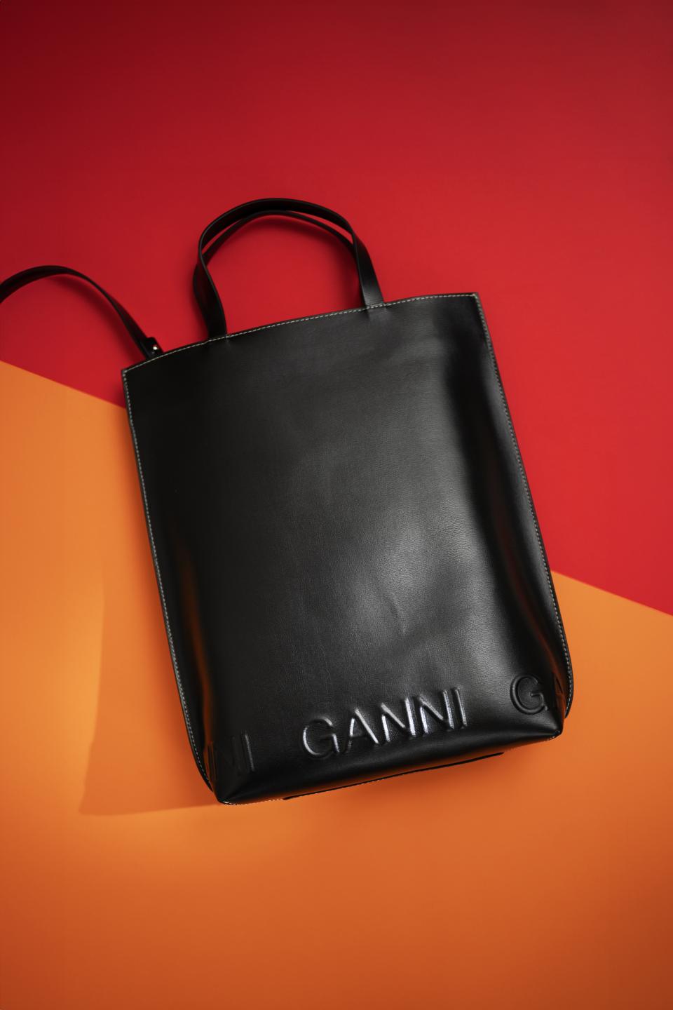 Ganni Banner Medium Tote Black