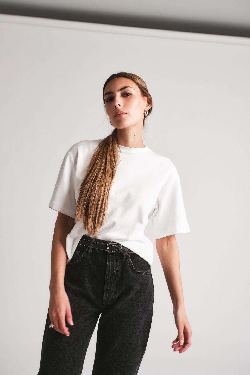 Julie Josephine Boxy Half Sleeve Tee White