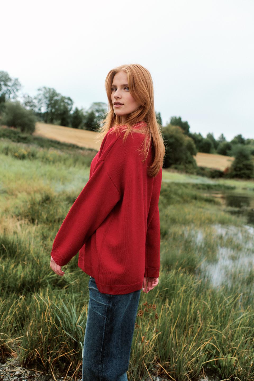 Julie Josephine Oversized Wool Crew Red