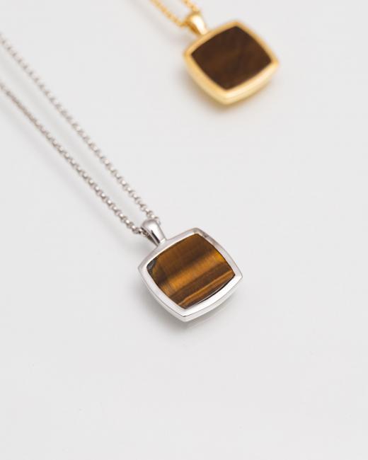 Tom Wood Cushion Pendant Tiger Eye Silver